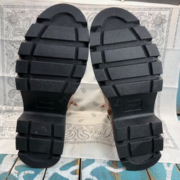 NEW Portland Boot Company Lug Sole Hiker Booties Boots Women's 8 Mocha Slip on - Picture 6 of 10